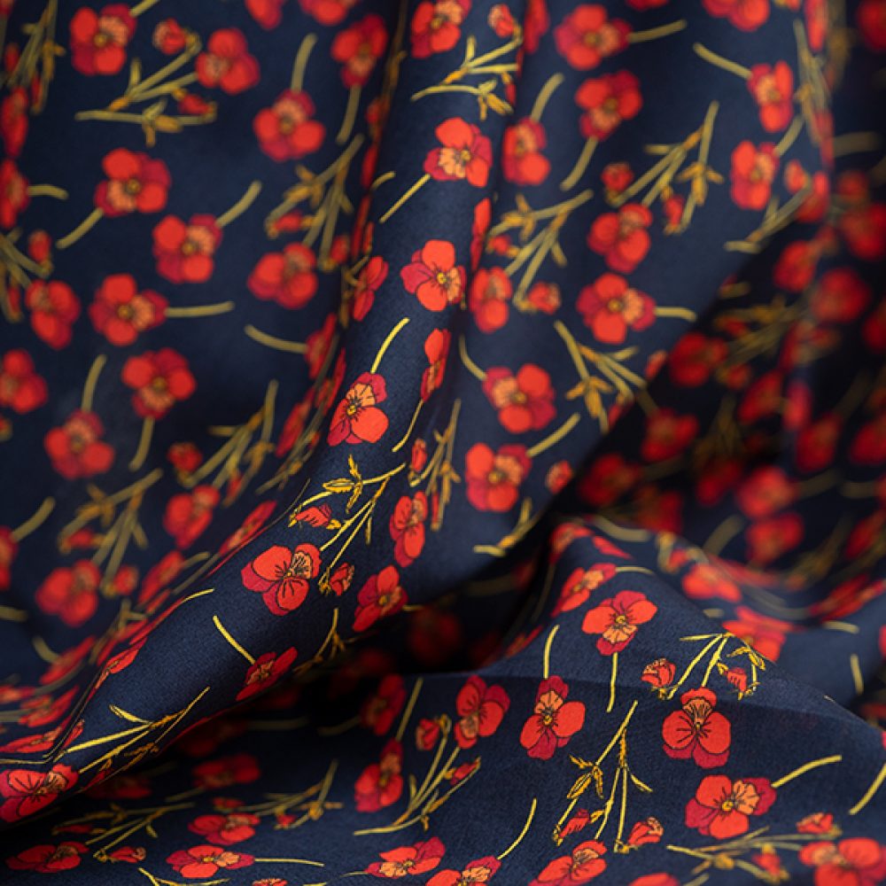 Ros Navy Tana Lawn™ Cotton - Liberty Fabrics