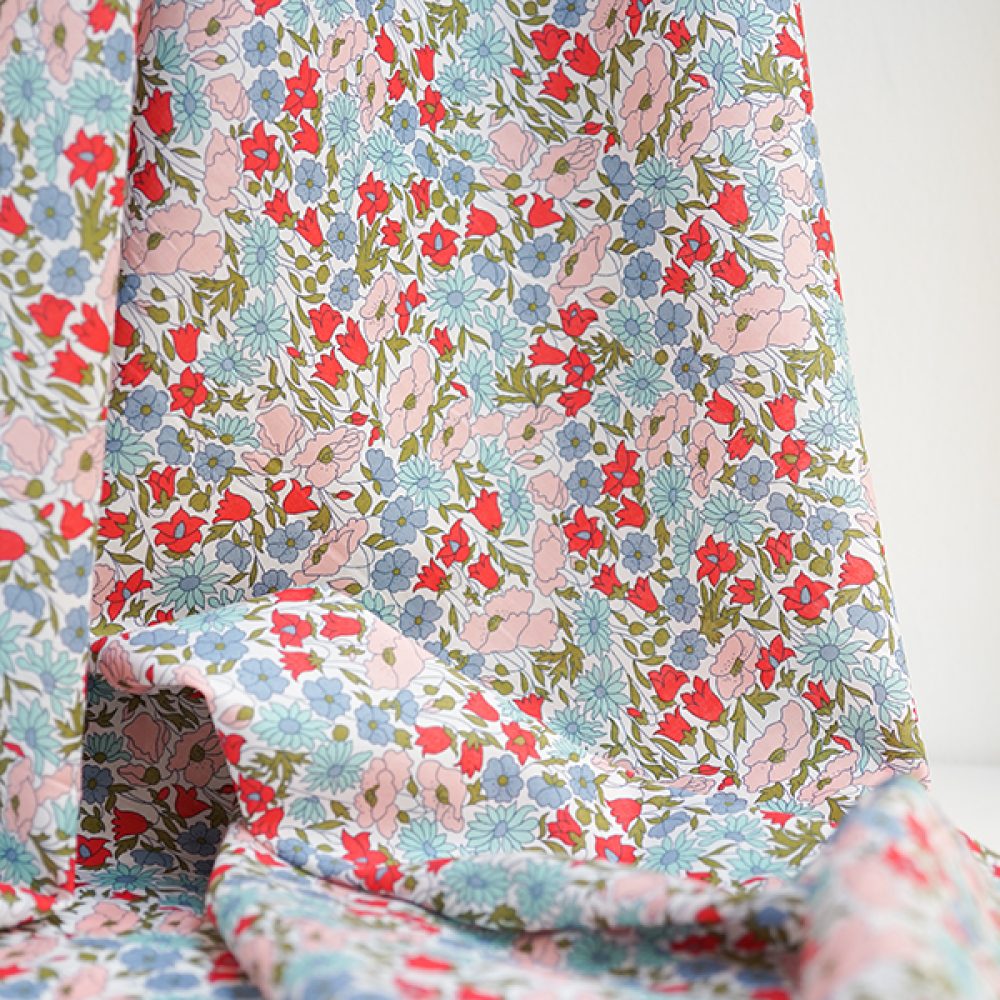 Daisy & Poppy Coral - Liberty Fabrics